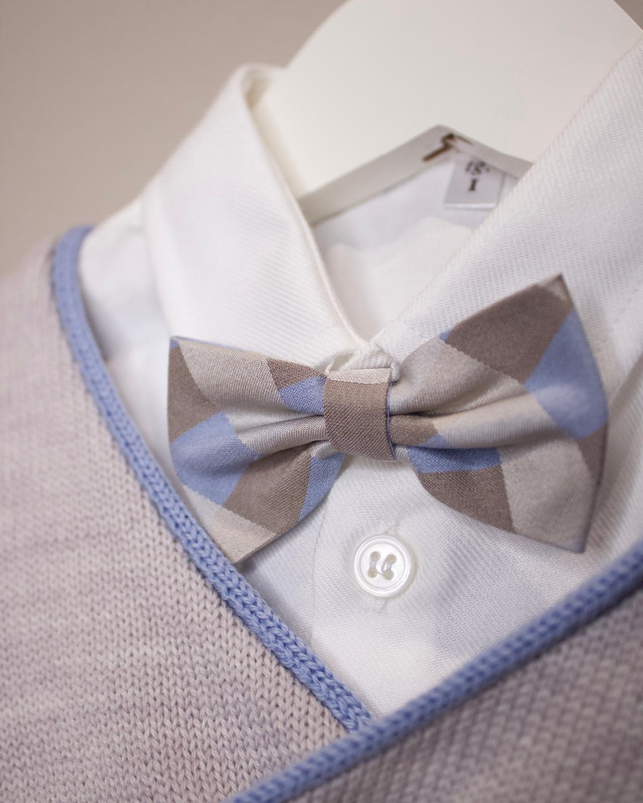 Completo da Cerimonia 4 Pezzi Grigio e Azzurro - Marlù