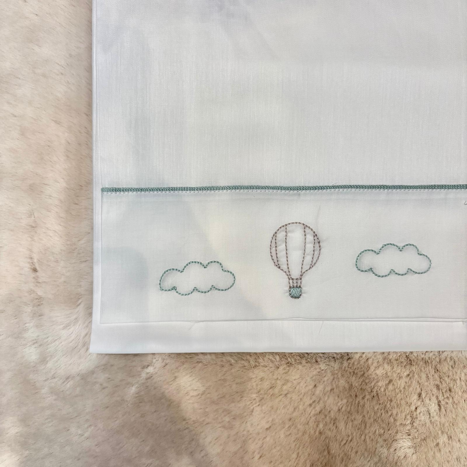 Lenzuolino tema "Mongolfiera" Verde Salvia - Marlù