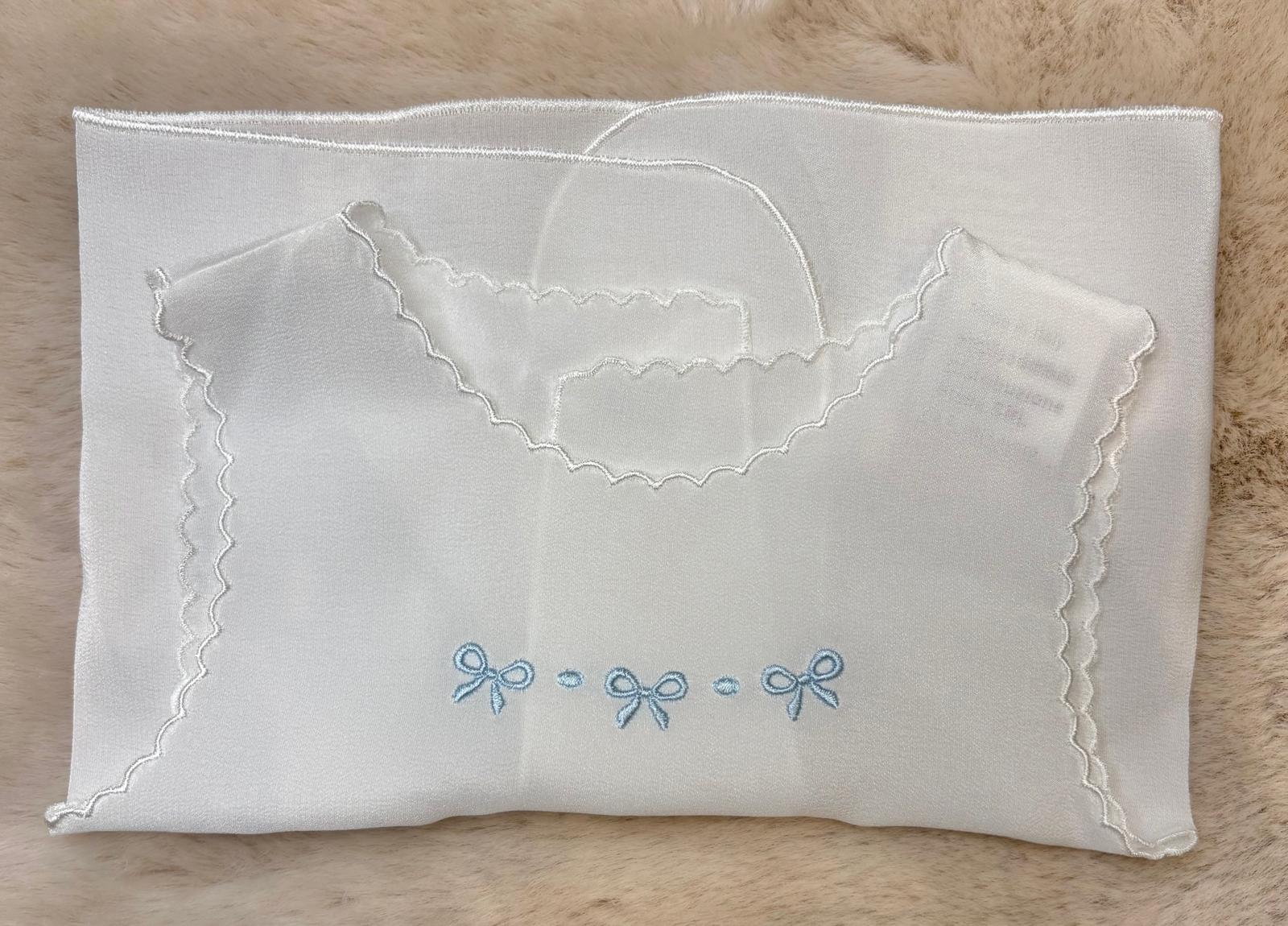 Camicetta della fortuna con ricamo azzurro 100% seta - Marlù