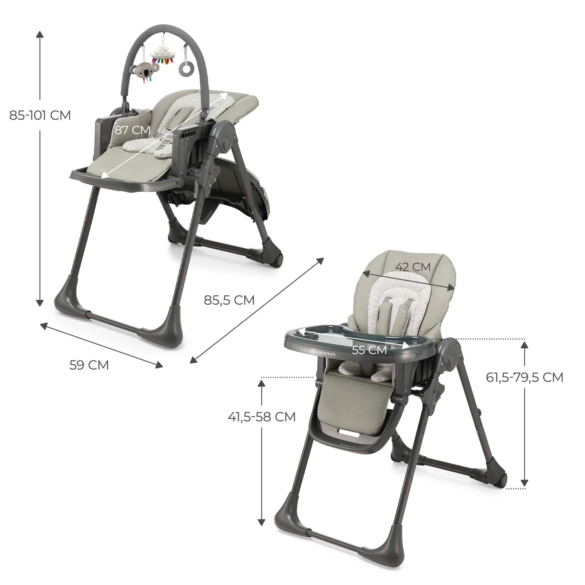 Seggiolone da pappa 2in1 TUMMIE - Kinderkraft