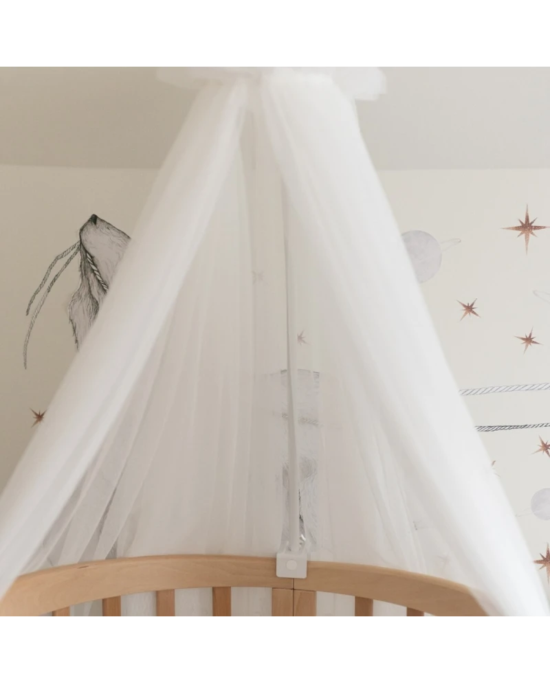 Baldacchino in tulle per lettino + supporto incluso - Ecru - Waldin