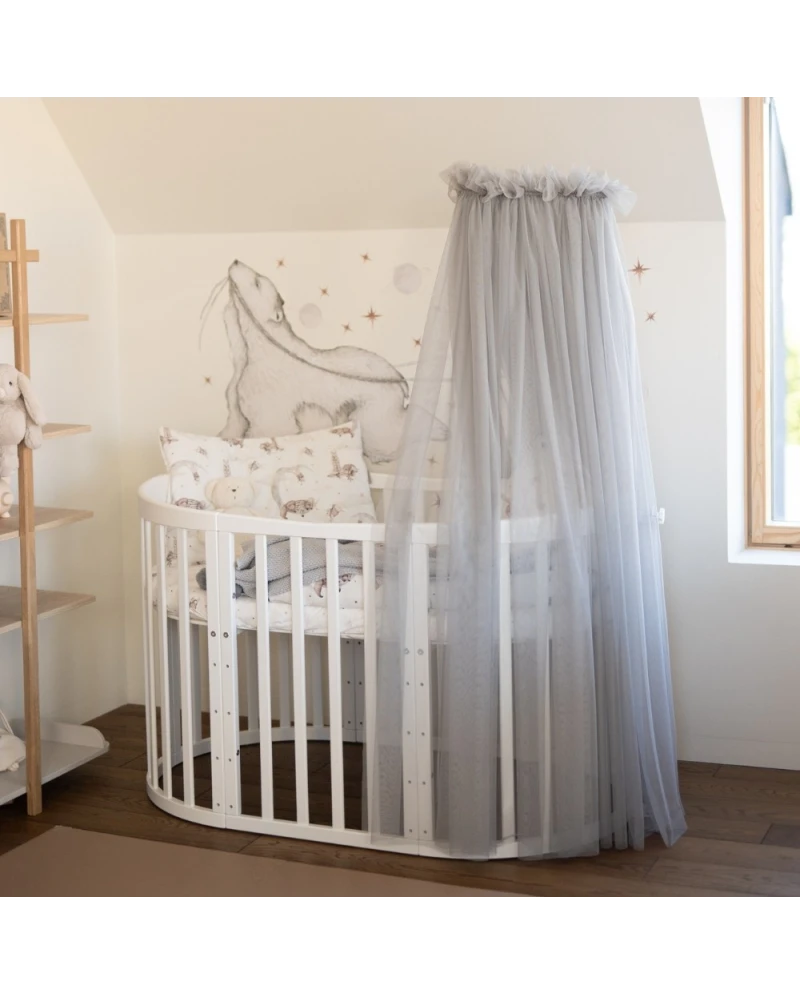 Baldacchino in tulle per lettino + supporto incluso - Grigio - Waldin