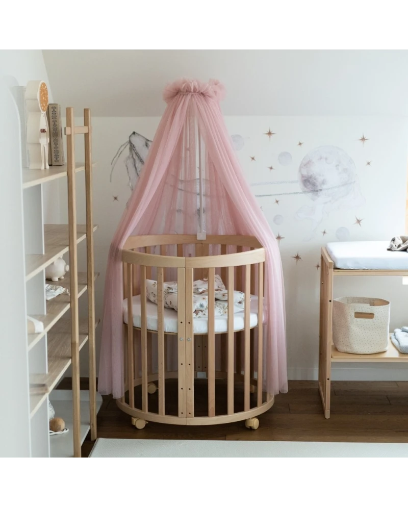 Baldacchino in tulle per lettino + supporto incluso - Rosa - Waldin