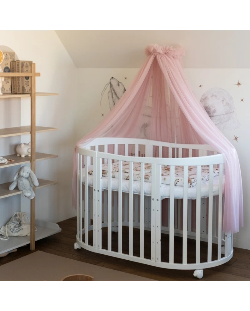 Baldacchino in tulle per lettino + supporto incluso - Rosa - Waldin