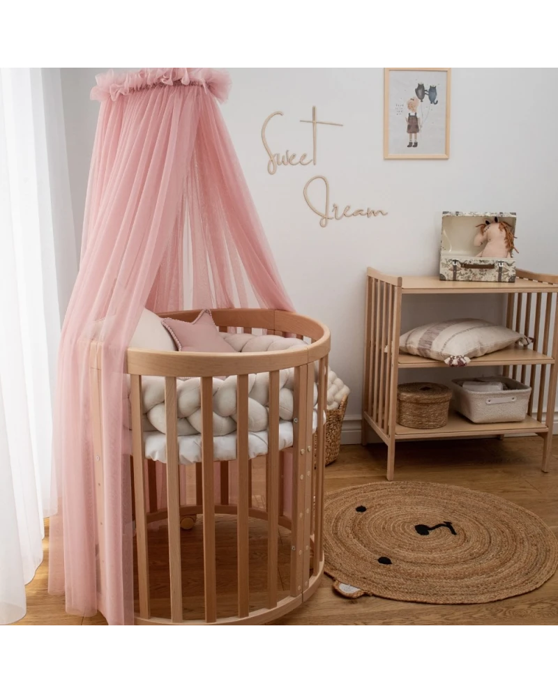 Baldacchino in tulle per lettino + supporto incluso - Rosa - Waldin