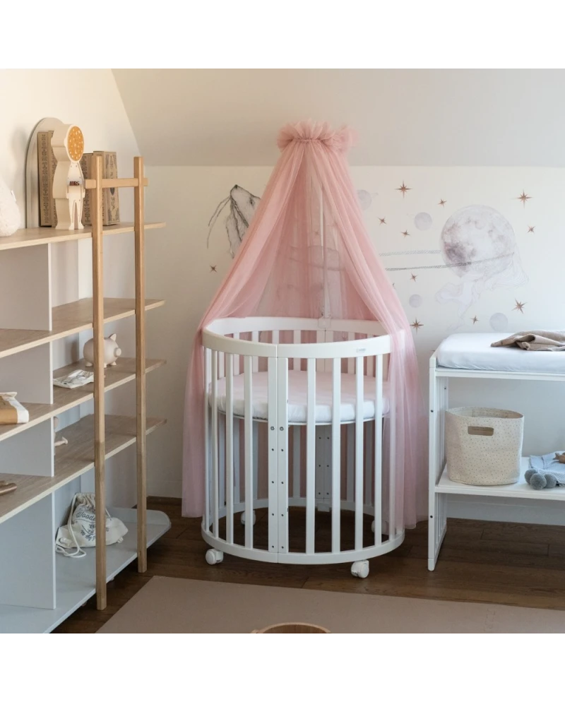 Baldacchino in tulle per lettino + supporto incluso - Rosa - Waldin