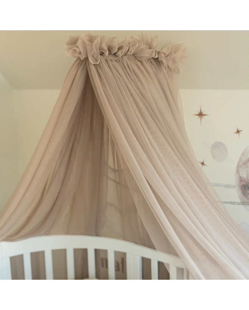 Baldacchino in tulle per lettino + supporto incluso - Taupe - Waldin