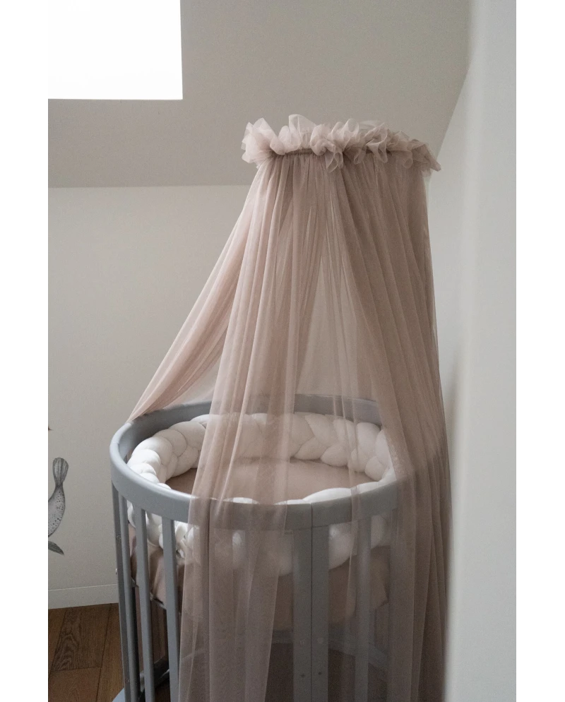 Baldacchino in tulle per lettino + supporto incluso - Taupe - Waldin