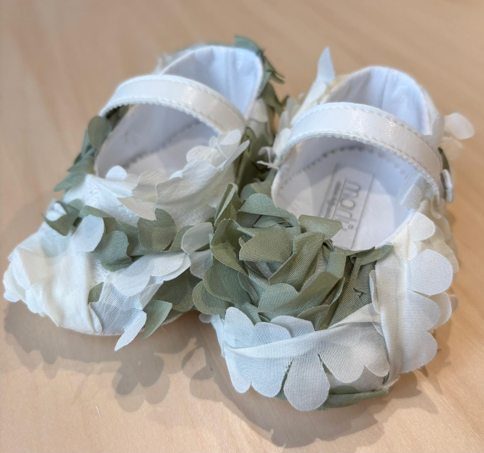 Ballerine Cerimonia con fiori col verde e bianco - Marlù