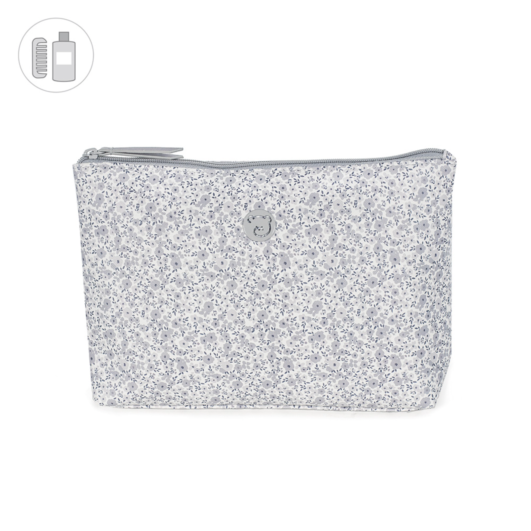 Beauty case nascita modello FLOWER MELLOW grigio - Pasito a Pasito