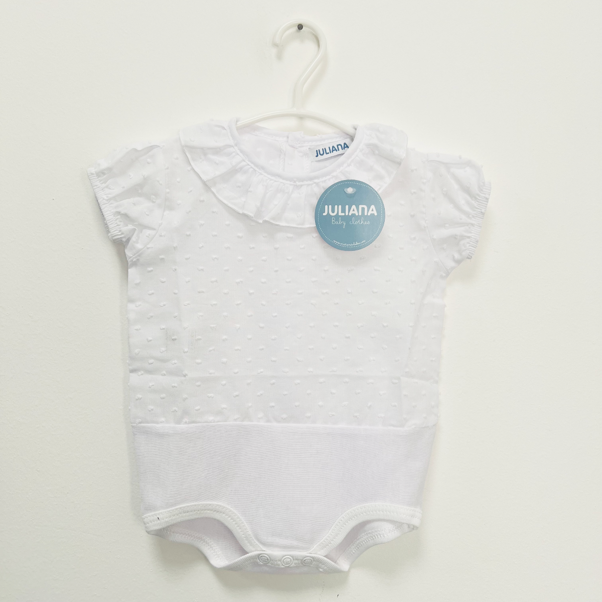 body juliana bianco in organza a pois tono su tono abbigliamento juliana rivenditori juliana