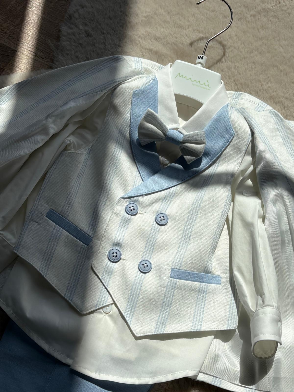 Completo Cerimonia 5Pz con l'azzurro e righe - Minù