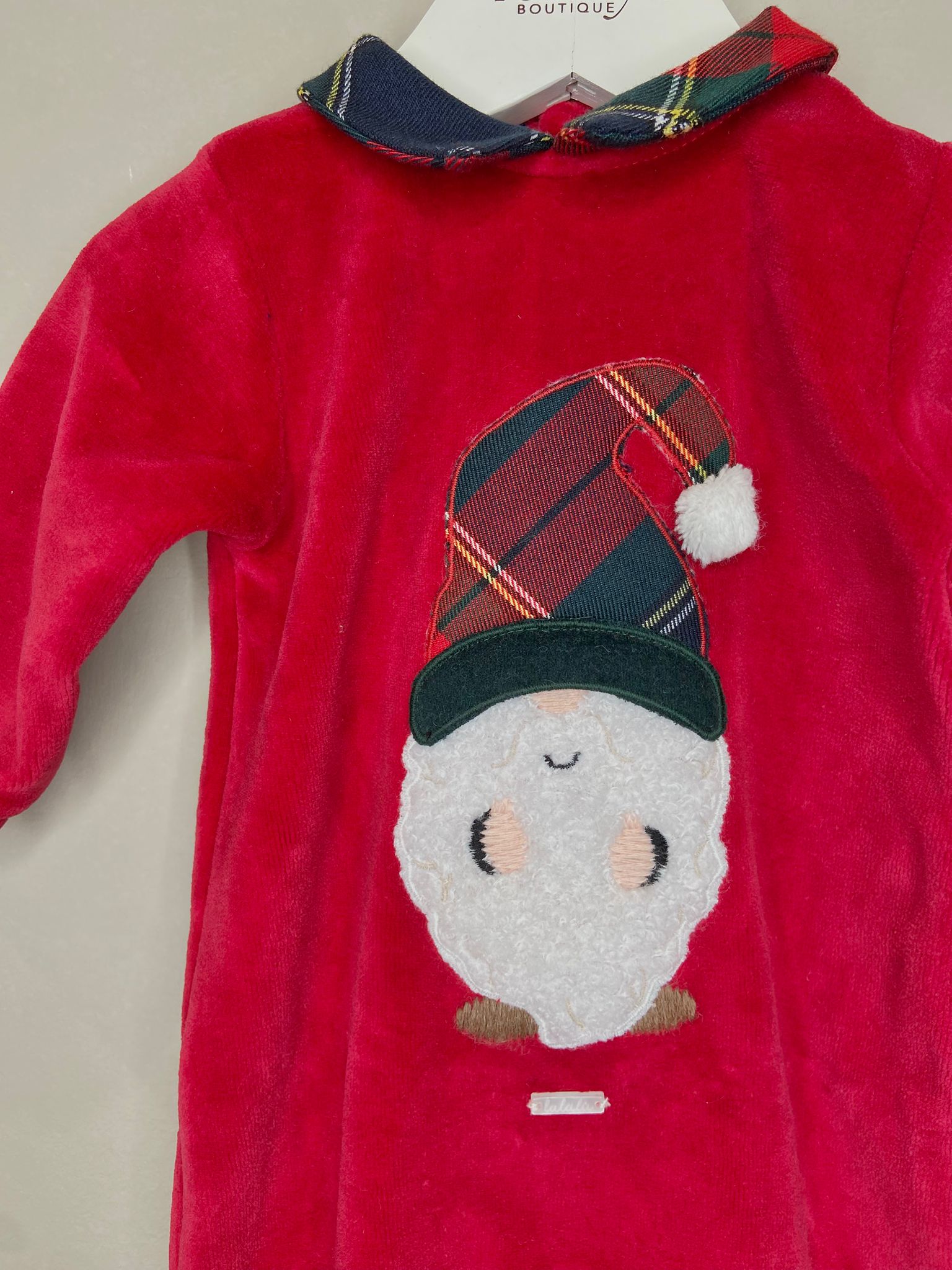 Tutina in ciniglia rossa natalizia bimbo fino alla 6 mesi - Lalalù