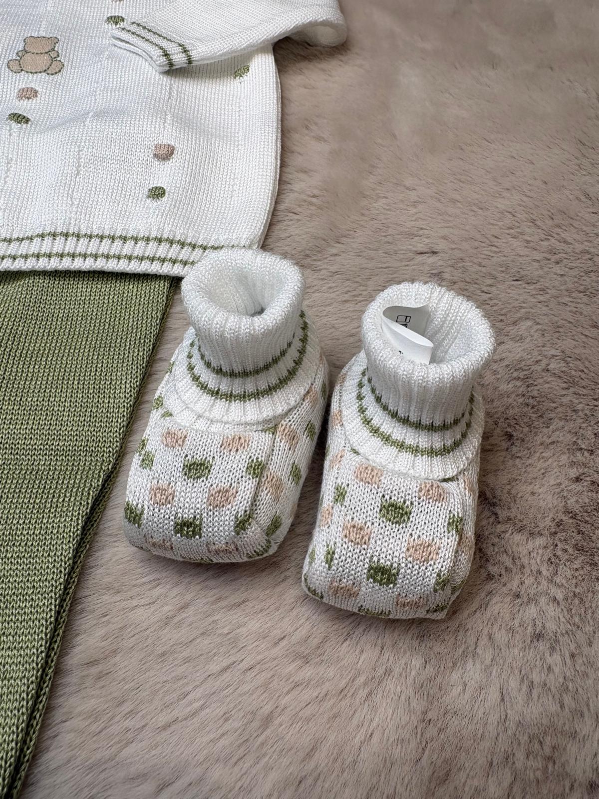 Completo 4pz in filo Bianco e Verde - Marlù
