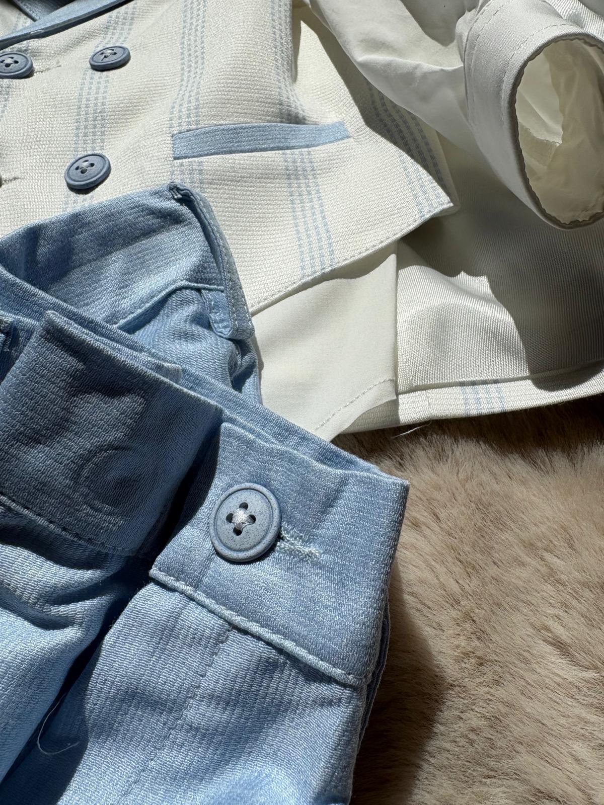 Completo Cerimonia 5Pz con l'azzurro e righe - Minù