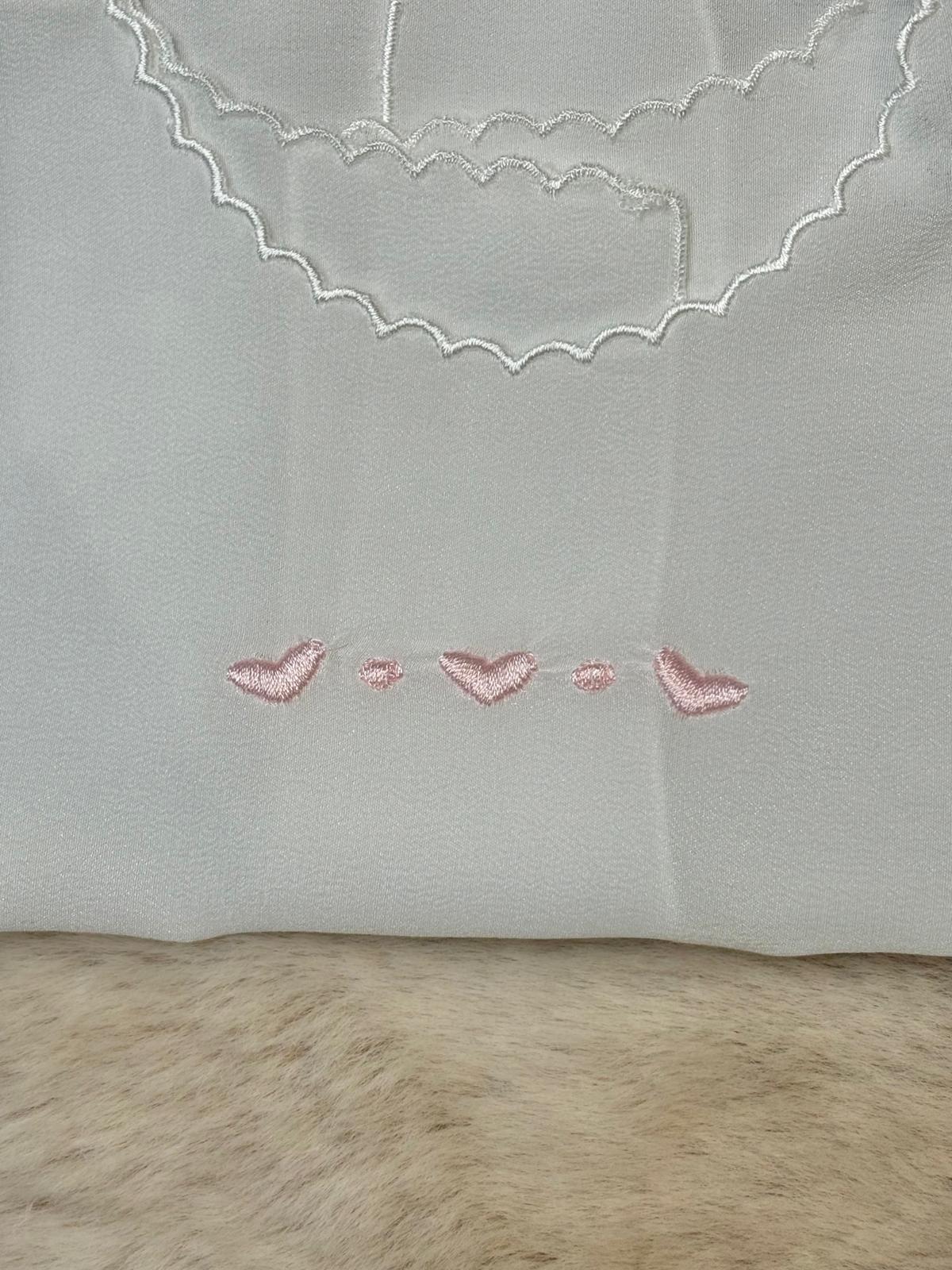 Camicetta della fortuna con ricamo rosa 100% seta - Marlù