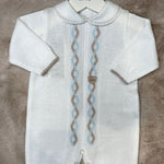 Completo in filo 3Pz azzurro e tortora - Marlù