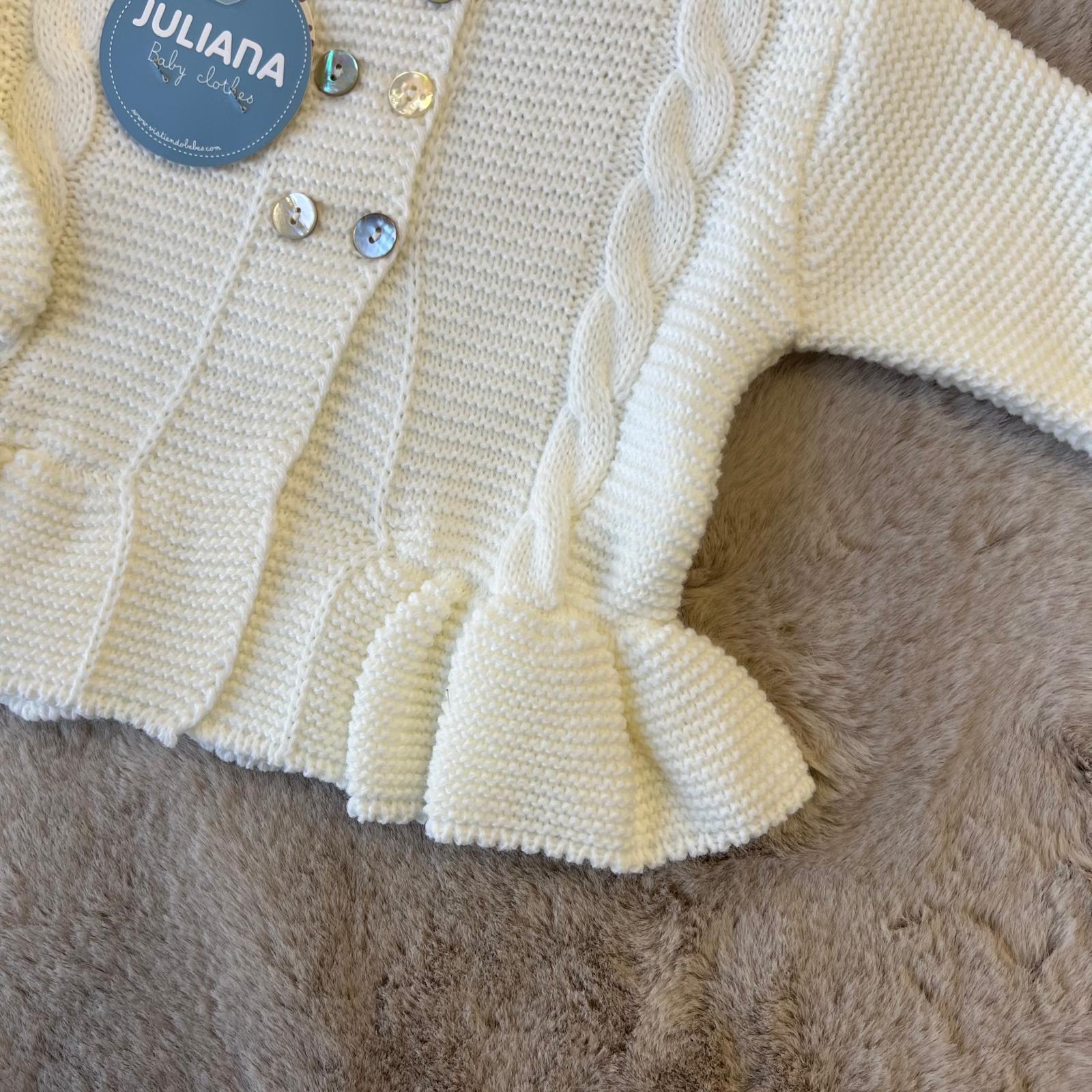 Golfino con treccine e rouche Bianco Juliana - dalla 3 alla 12 mesi