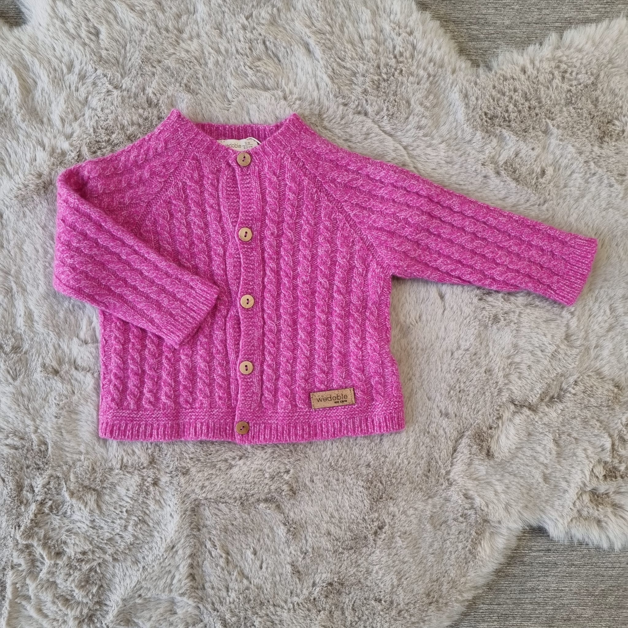 Cardigan Fucsia in lana da 3 a 12 mesi - WEDOBLE