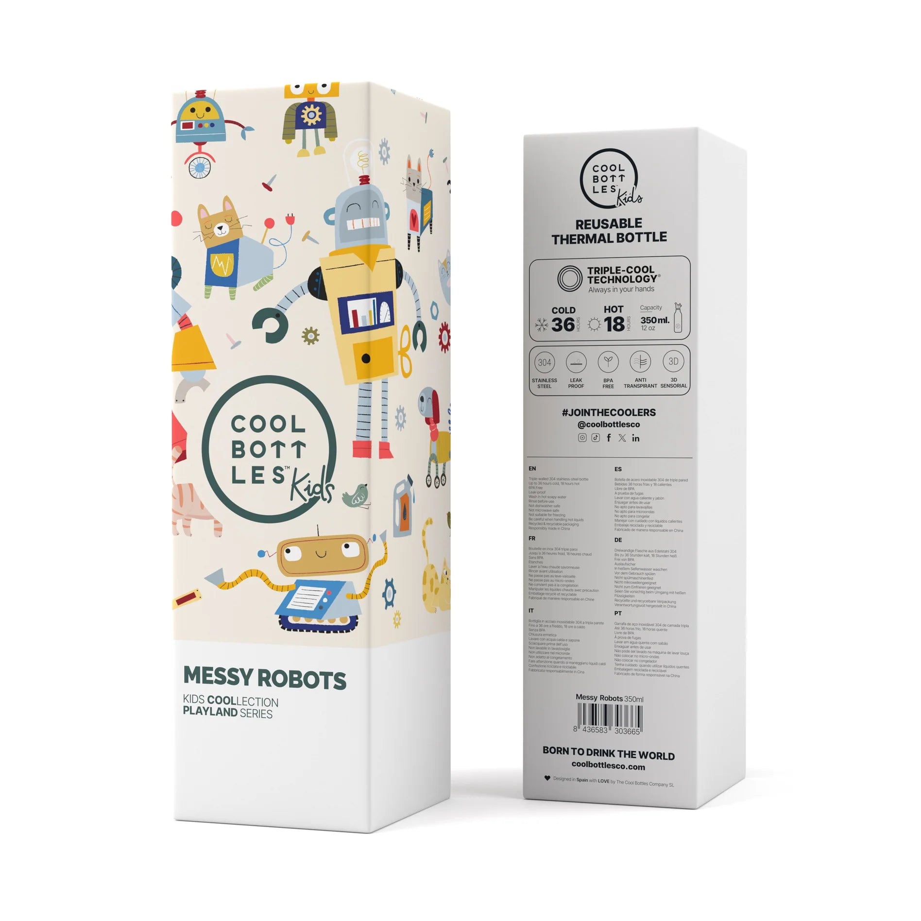 Borraccia Messy Robots 350ml - Cool Bottles
