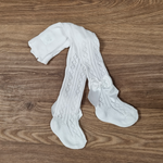 collant neonato estivo traforato con fiocco in raso bianco meia pata 3