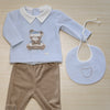 Completo 3 Pezzi Orsetto Azzurro - Ninnaoh