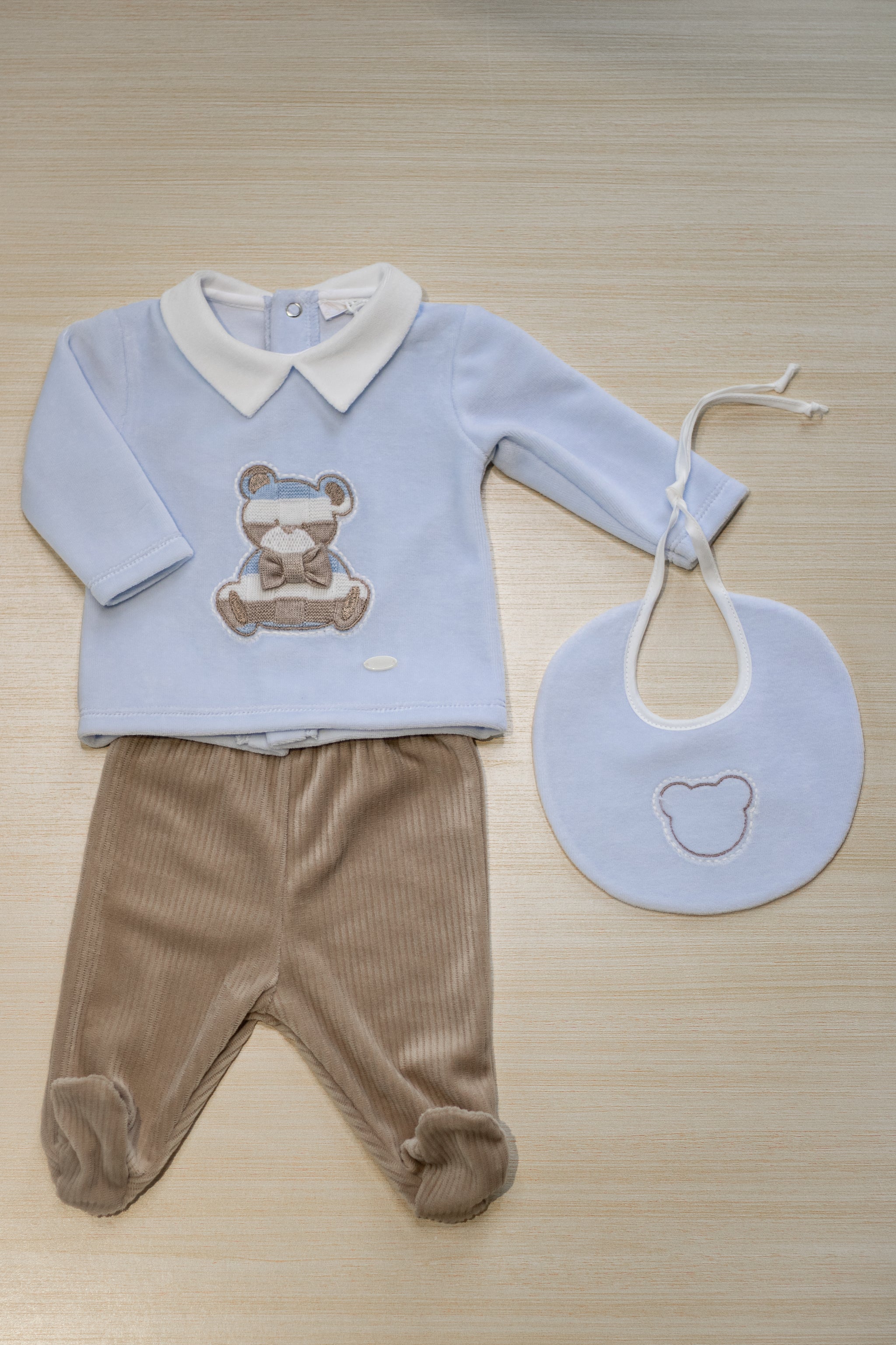 Completo 3 Pezzi Orsetto Azzurro - Ninnaoh