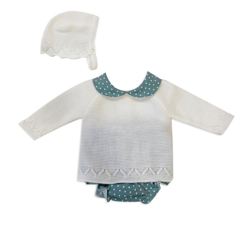 Pagliaccetto bimba verde acqua con cappellino dalla 1 alla 12 mesi - BABIDU