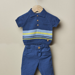 Abitino bambino blu estivo Wedoble 2 pezzi - dalla 3 alla 9 Mesi