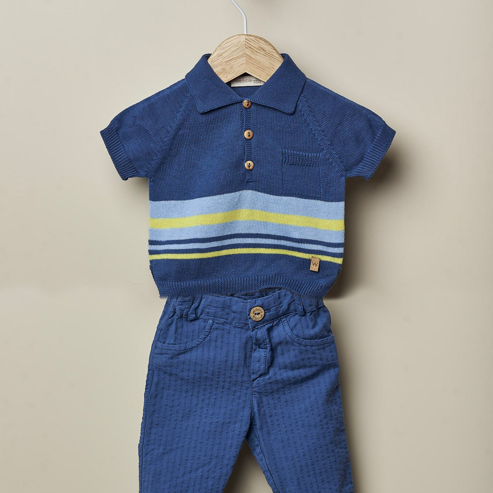 Abitino bambino blu estivo Wedoble 2 pezzi - dalla 3 alla 9 Mesi