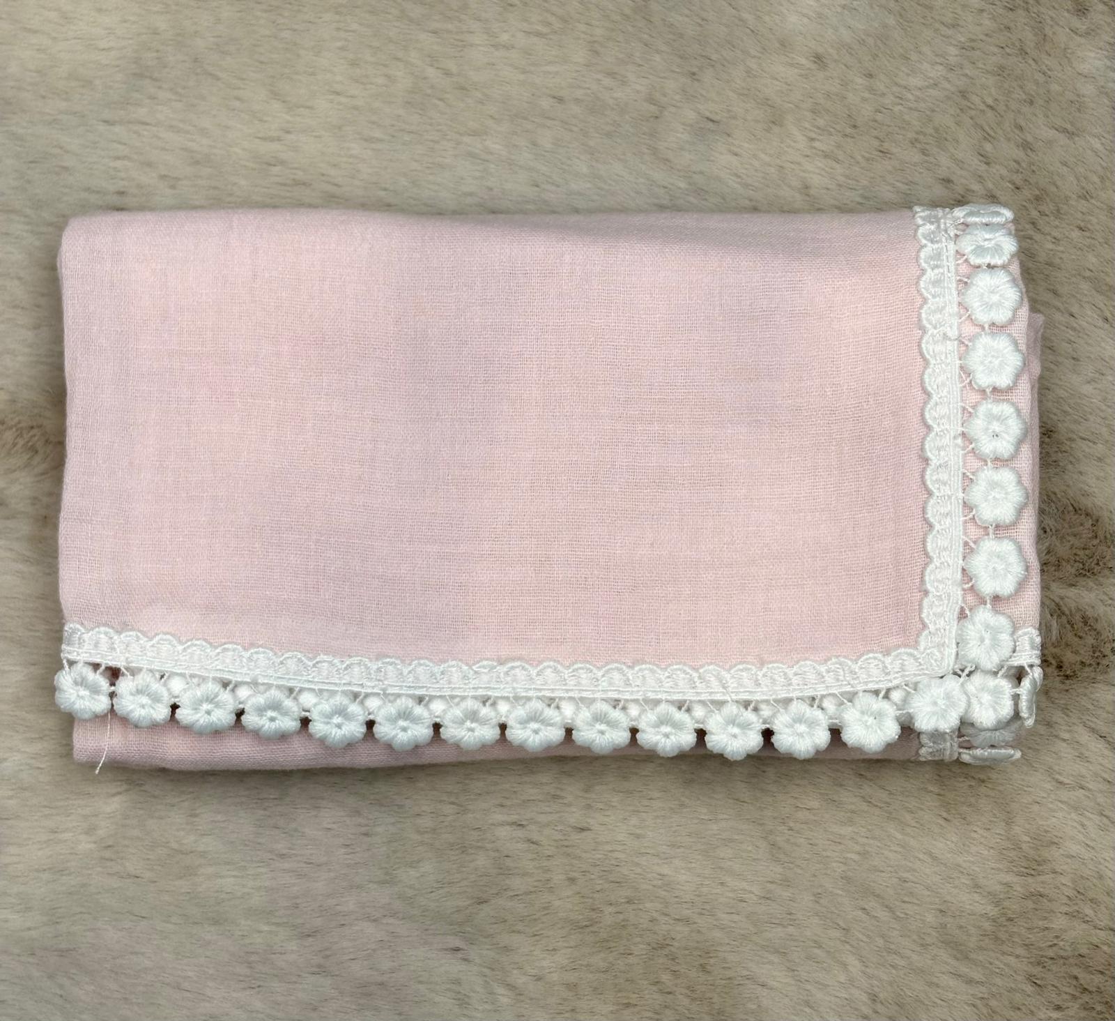 Quadrato Rosa con ricamo fiori - Marlù