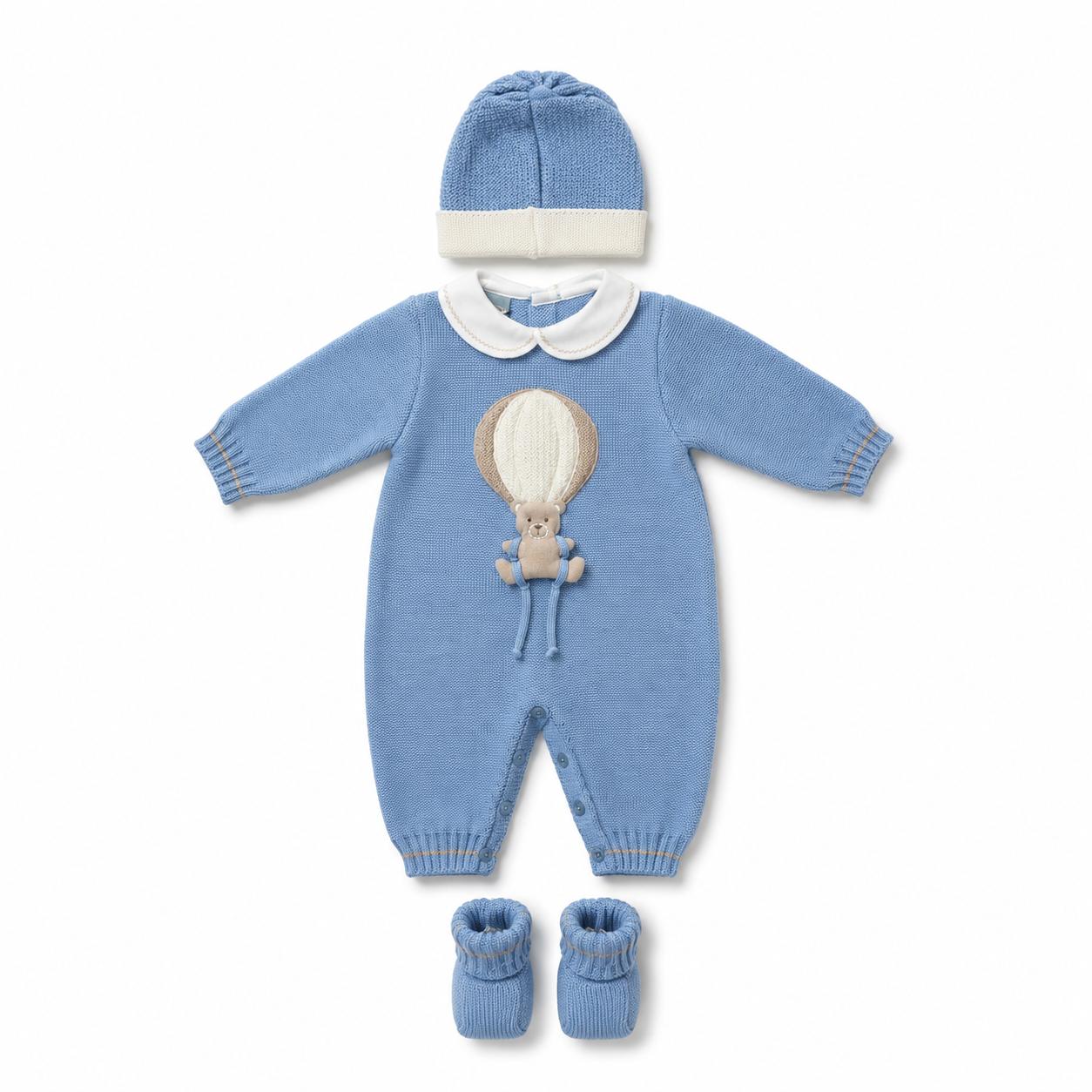 Set Nascita in Lana Mongolfiera Cielo Cammello - Marlù