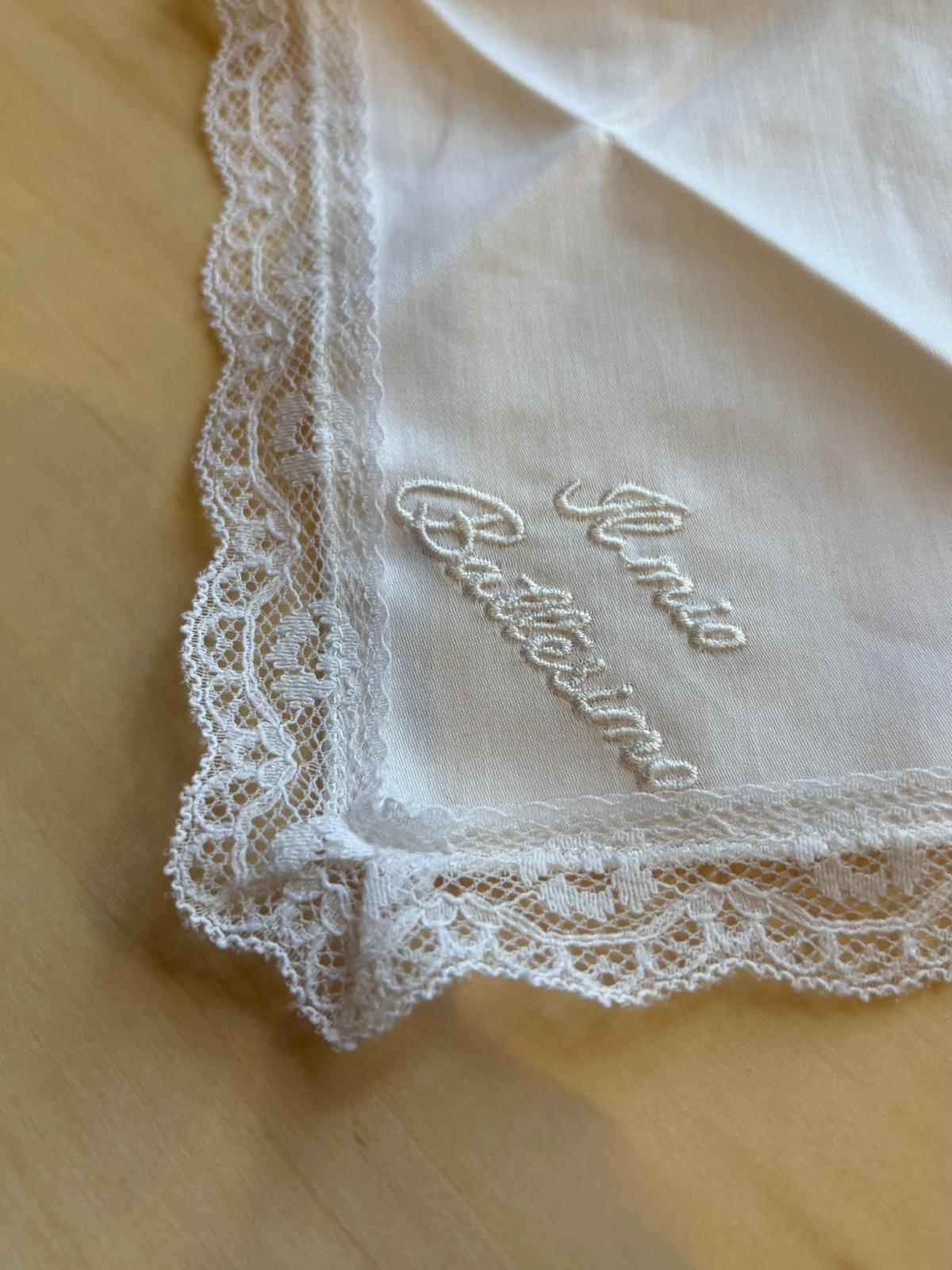 Fazzoletto Battesimo con merletto - Marlù