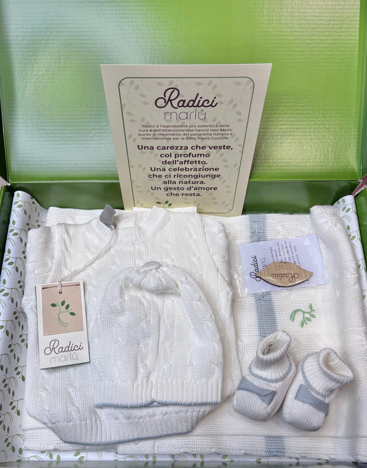 Set 5Pz Collezione "Radici" Bianco e dettagli Azzurri - Marlù