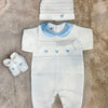 Completo 3 pezzi con tutina azzurro e tortora - Marlù