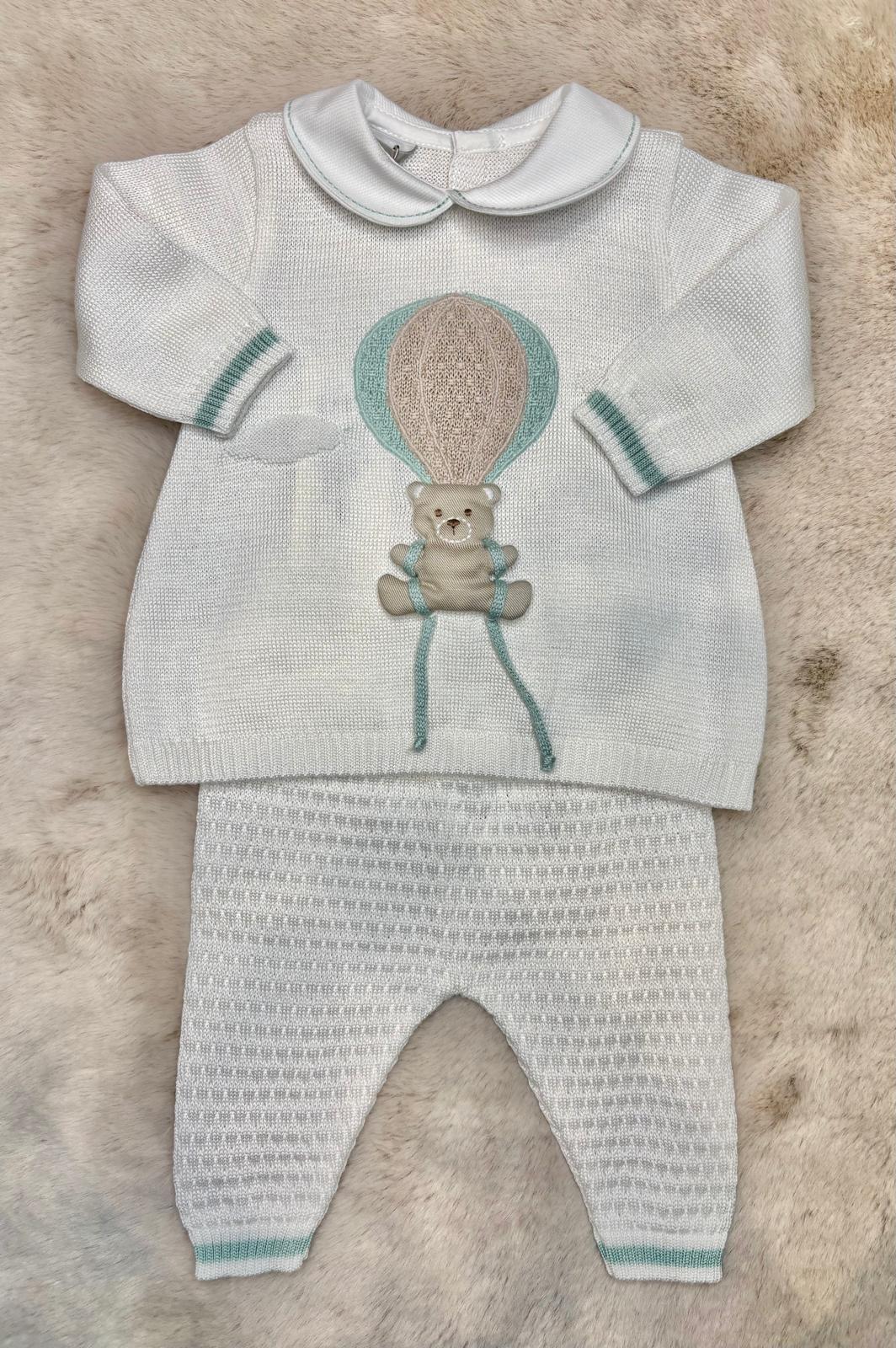 Completo 2Pz Tema "Mongolfiera" Verde Salvia - Marlù