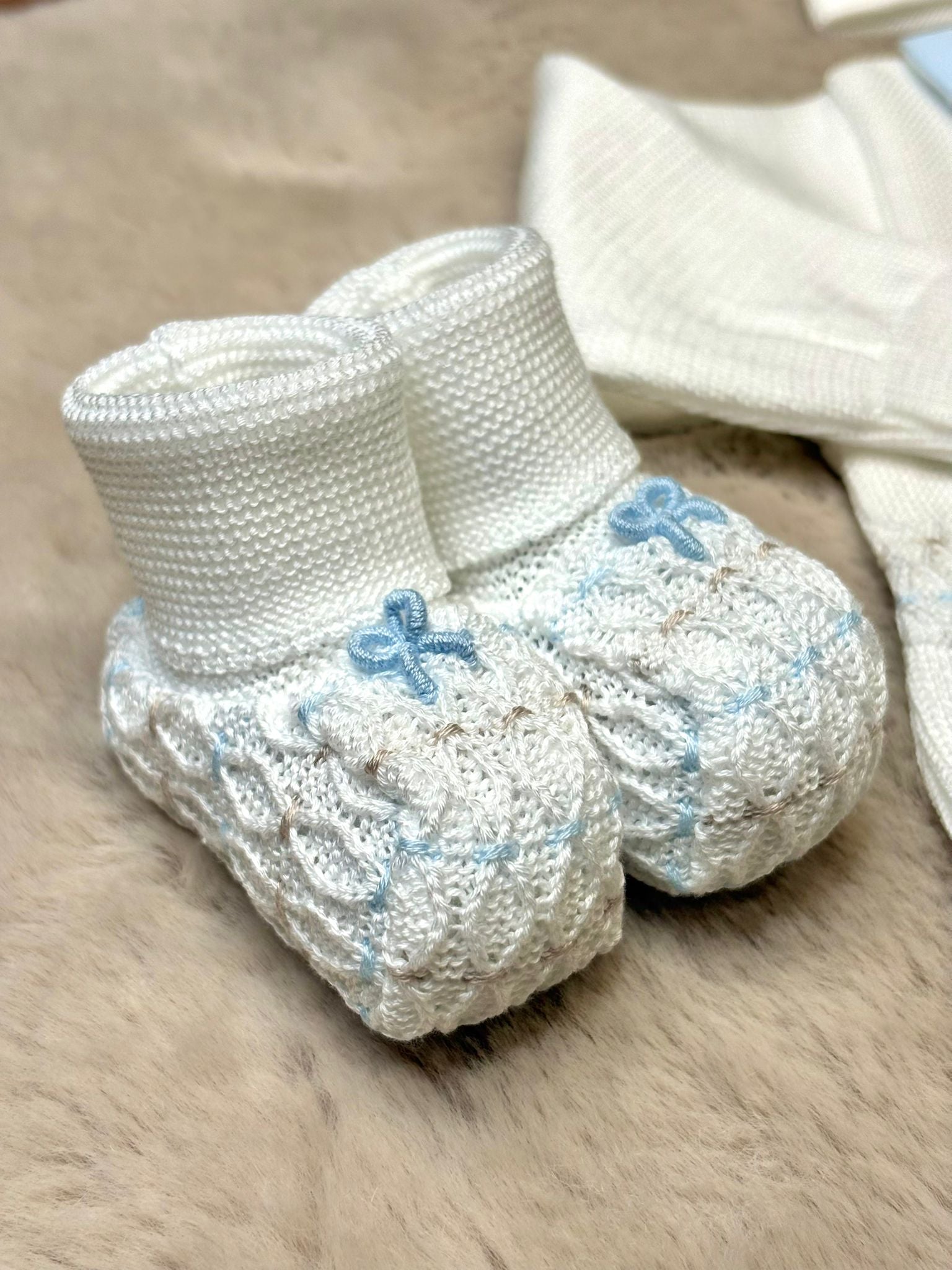 Completo 4 pezzi in filo Azzurro e Bianco - Marlù