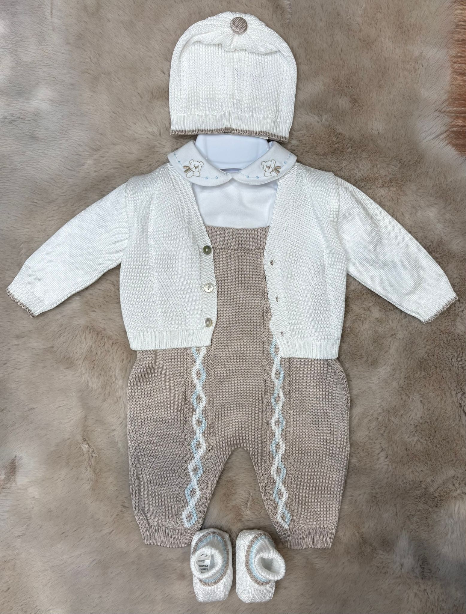 Completo in filo 5Pz con l'azzurro e il tortora - Marlù