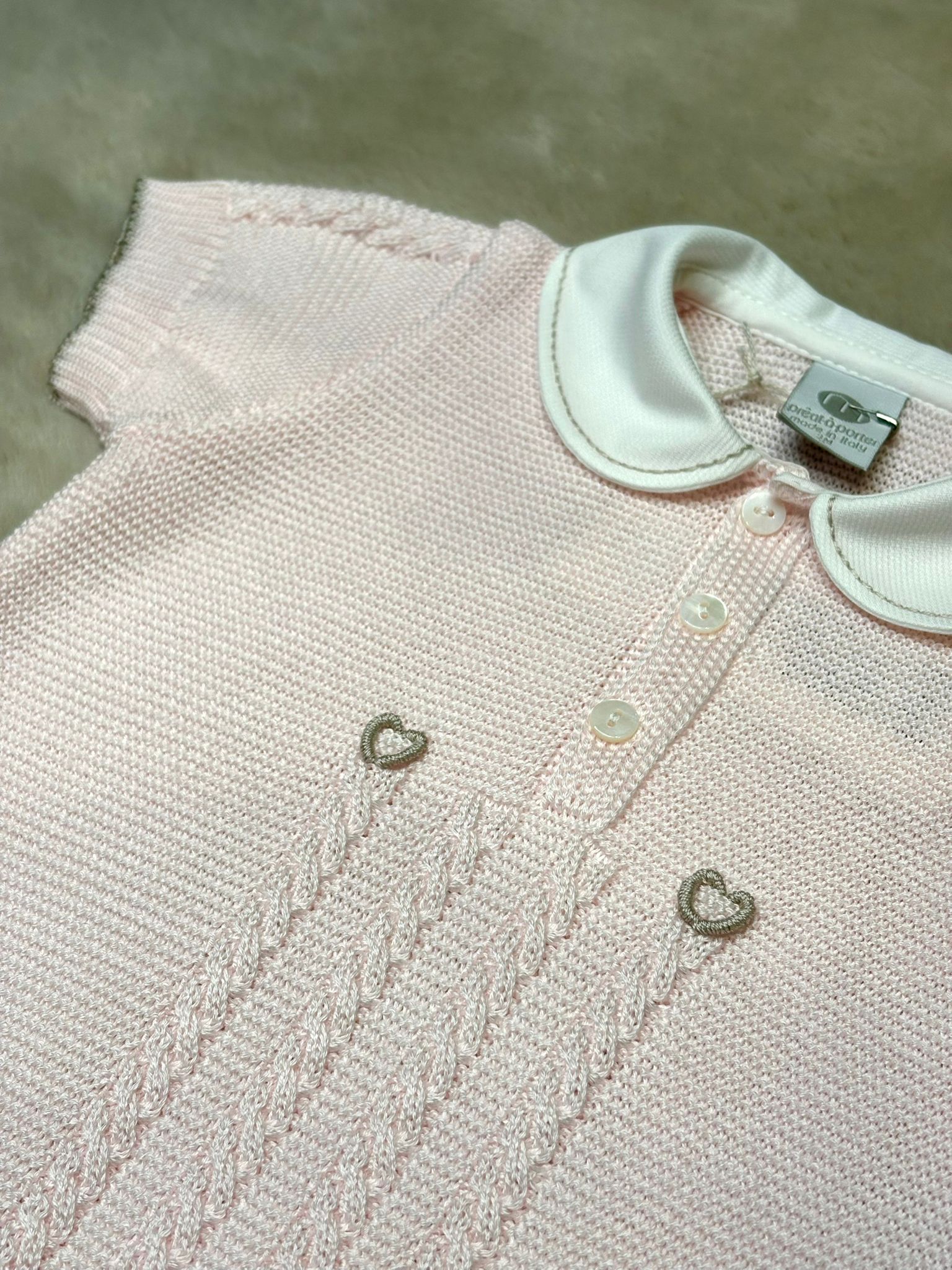 Pagliccetto in filo rosa con ricamo - Marlù