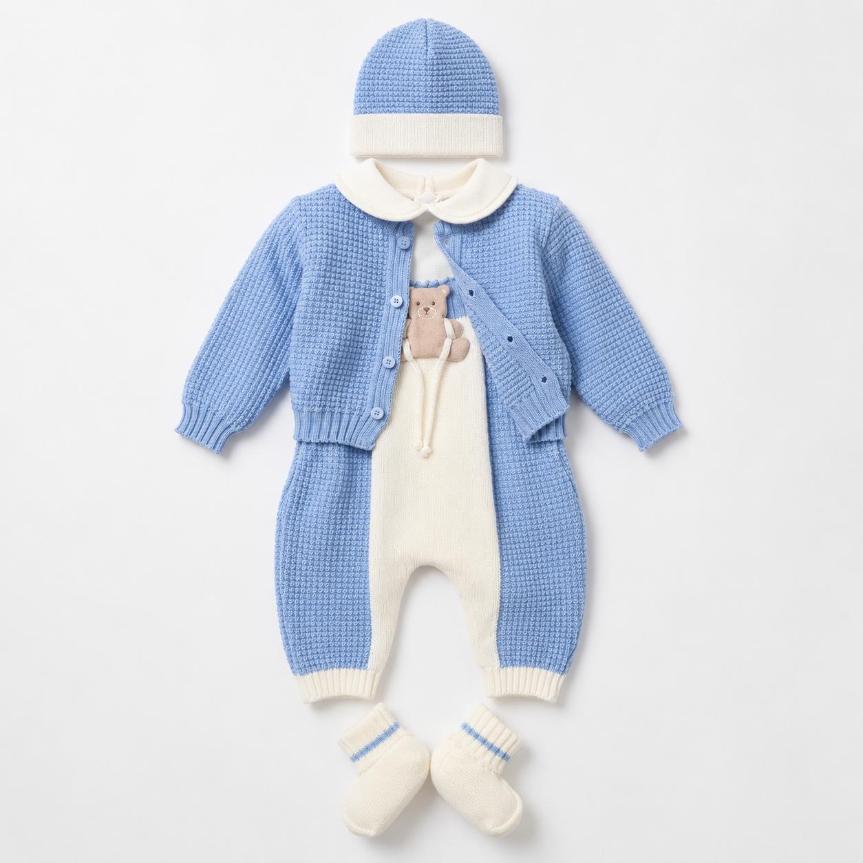 Set Nascita in Lana Mongolfiera Vaniglia Cielo - Marlù