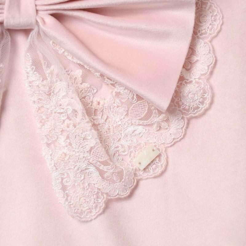 Copertina Rosa Velour con Fiocco e Pizzo Rebrodé - Marlù