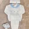Completo 4 pezzi in filo Azzurro e Bianco - Marlù