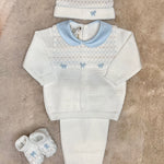 Completo 4 pezzi in filo Azzurro e Bianco - Marlù