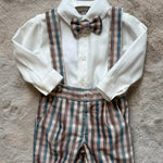 Completo Cerimonia con camicia e pantalone a quadri con bretelle - La Sartoria dei Piccoli