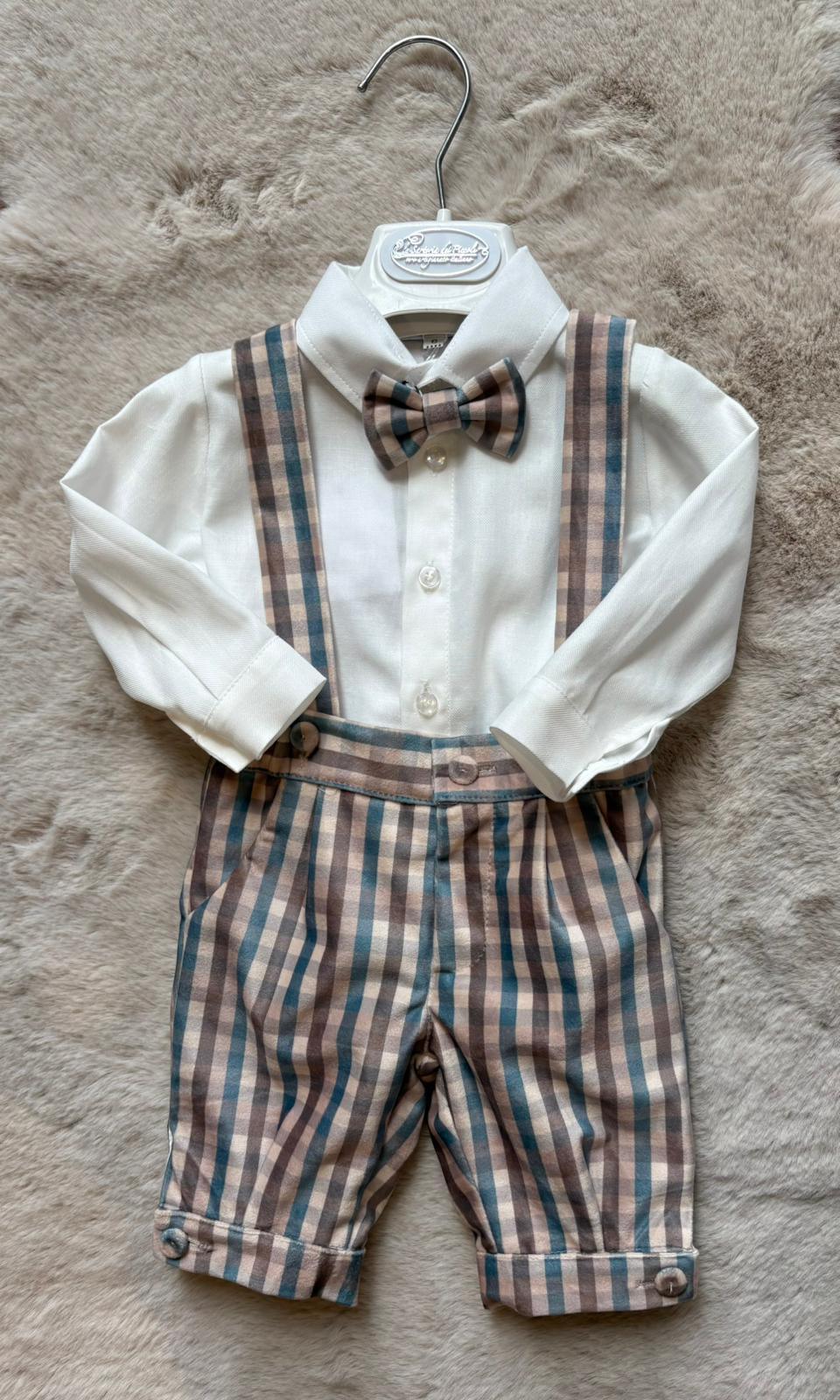 Completo Cerimonia con camicia e pantalone a quadri con bretelle - La Sartoria dei Piccoli