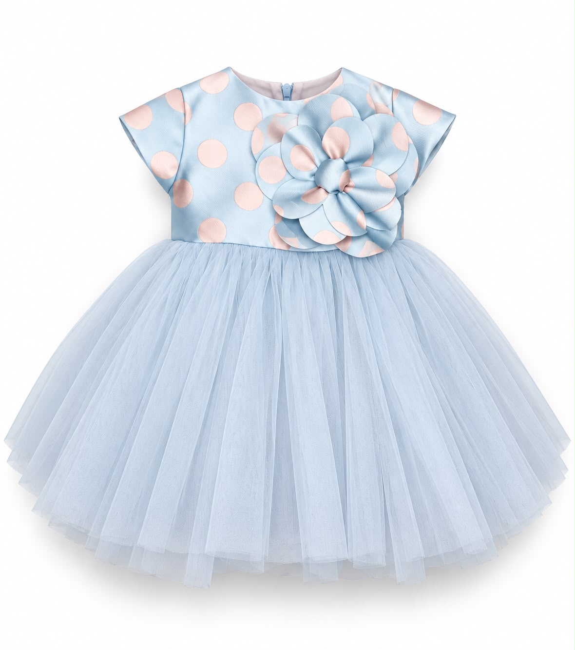 Vestitino Cerimonia A Pois Rosa Azzurro - Marlù