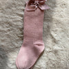 Calzini traforati con fiocco rosa cipria - Juliana