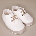 Scarpette Bianche e Tortora con lacci - Marlù