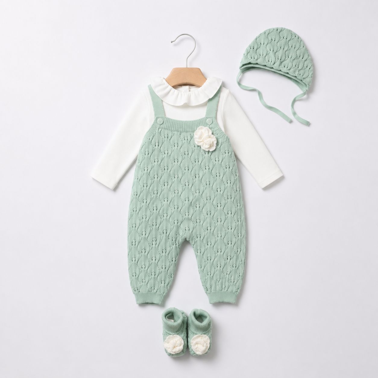 Set Nascita in Pura Lana Verde Salvia - Marlù