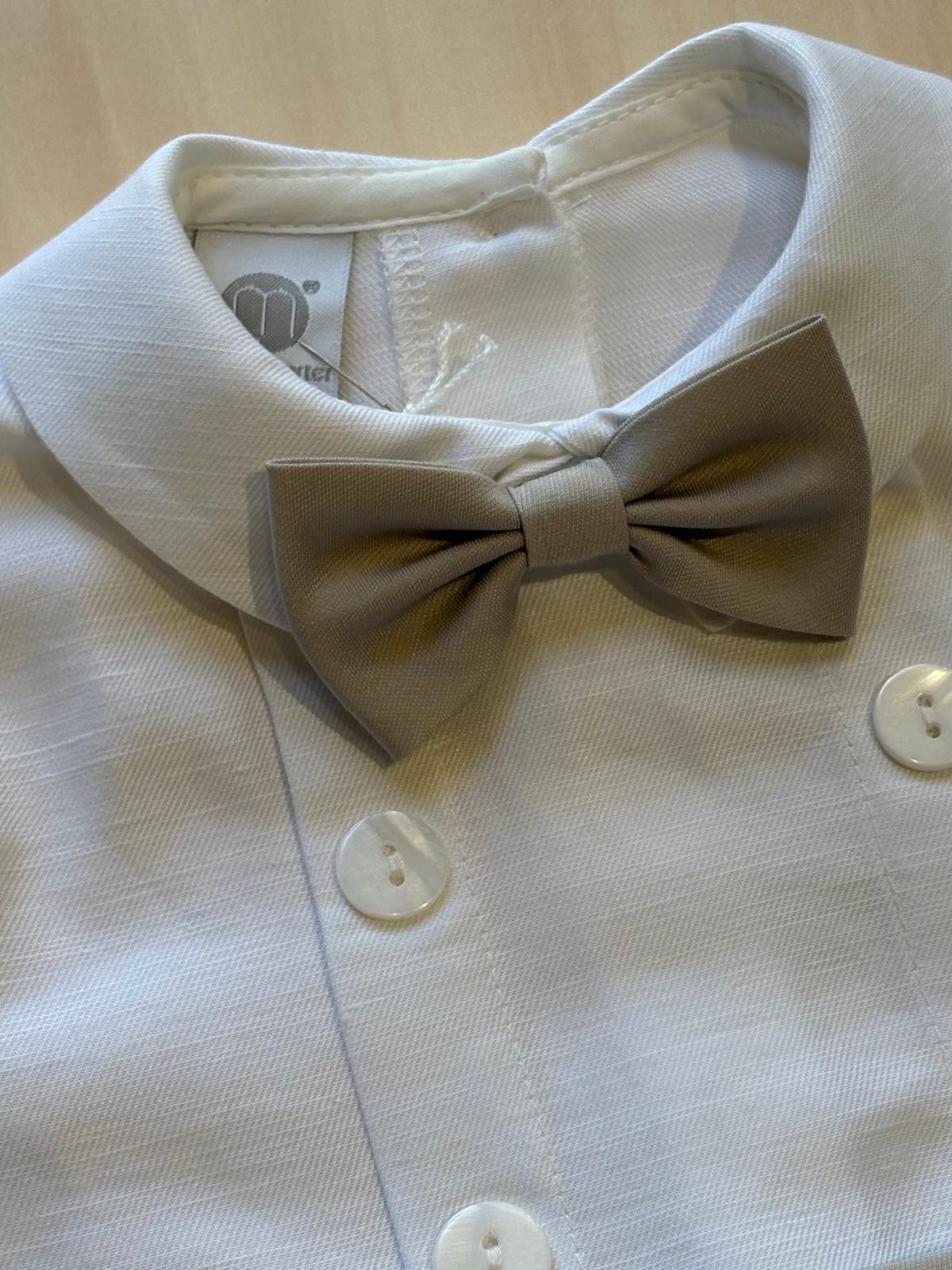 Pagliaccetto Cerimonia con Papillon Beige e Bianco - Marlù